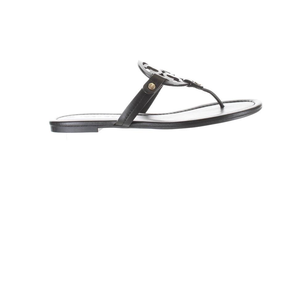 Tory Burch Womens Miller Black T-Strap Sandals Size 9.5 Medium (B  M) (2434999)